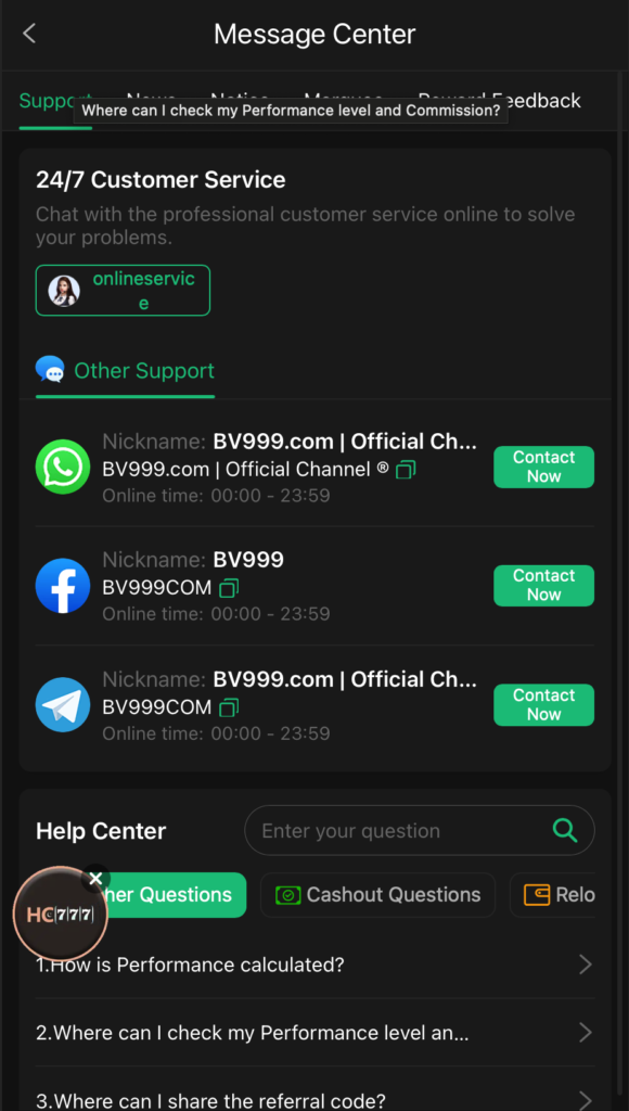 bv999 customer support