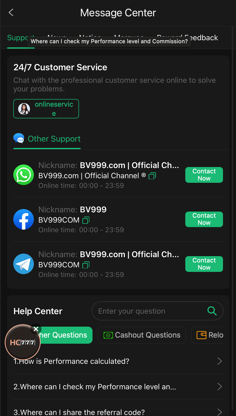 bv999 customer support